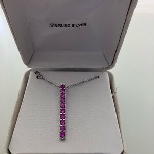 NEW Pink CZ Sterling Silver Necklace.